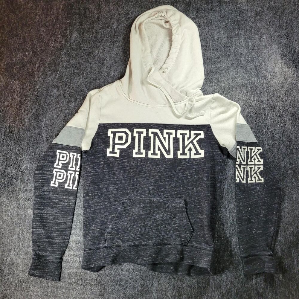 Victoria-s-secret Women's Grey and White Hoodie